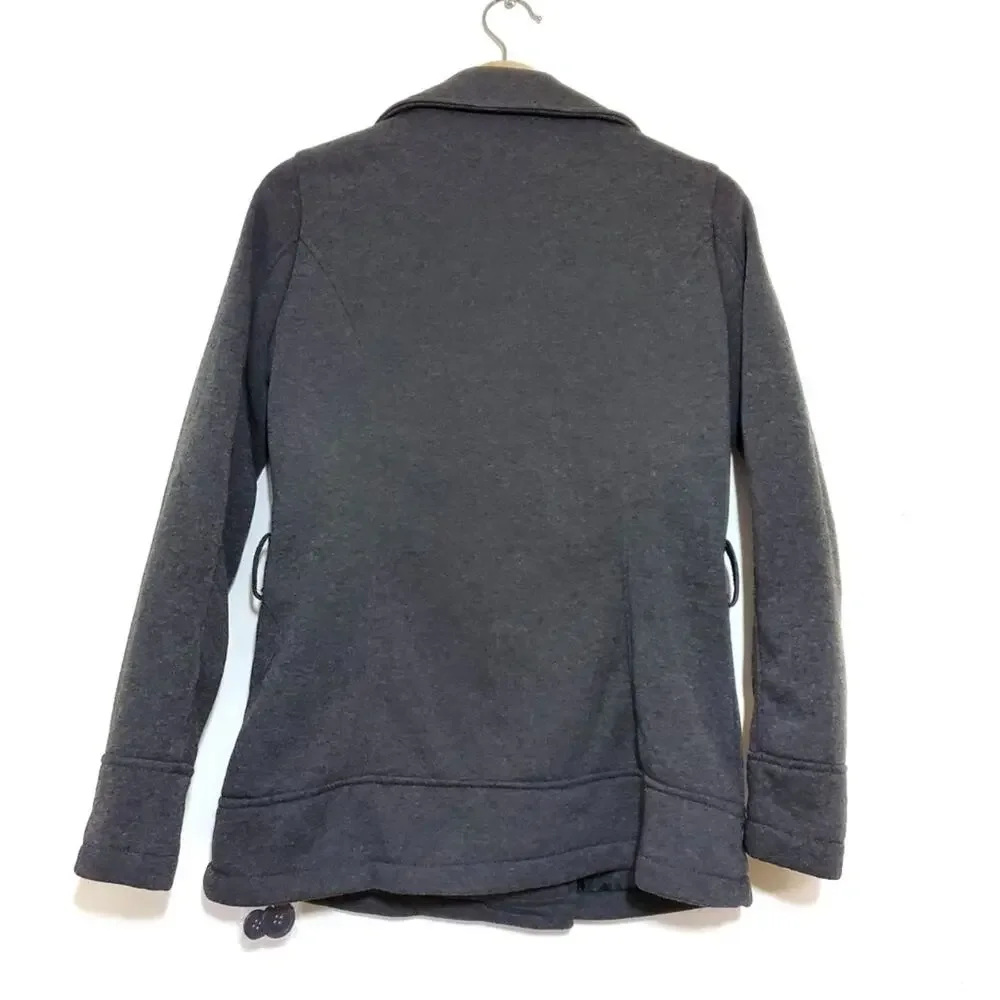 J2 by Jou Jou | Soft Sweatshirt-like Button Front Peacoat with Pockets - Picture 3 of 6